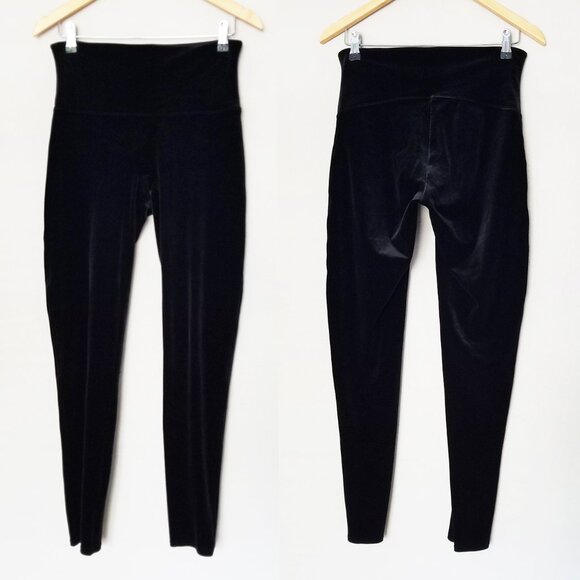 Spanx Black Velvet Velour Leggings XL High Waist Stretch Tummy Control Holiday - Picture 16 of 16